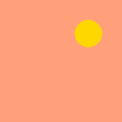 A sheet of light salmon paper filled edge to edge, with one gold circle painted near the top right.