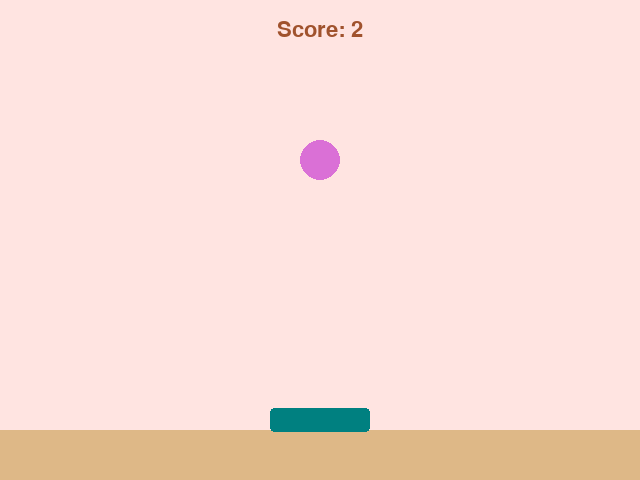 A bakery scene with a teal basket, a purple cupcake falling from the top again, and the score reading 2.
