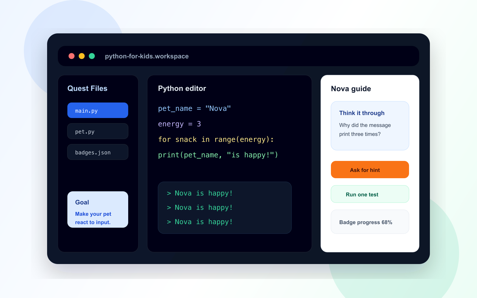 Placeholder screenshot for the Python for Teens course player